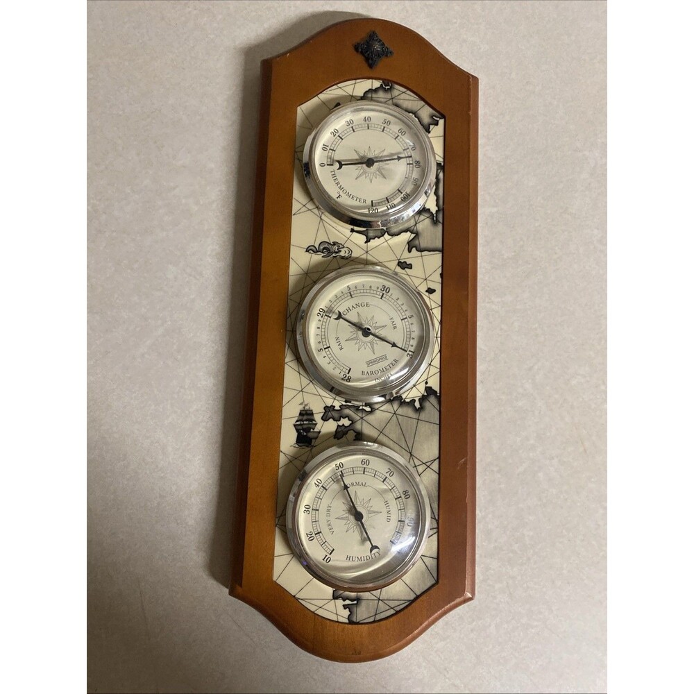 Springfield Weather Station Center Barometer Humidity Thermometer Scrimshaw